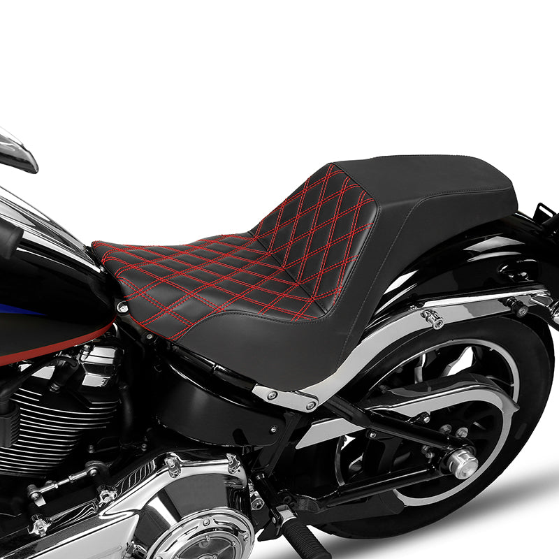 Gel Seat C.C. RIDER Softail Seat 2 up Seat Step Up Lattice Stitching For Softail Standard Street Bob FXBB Standard FXST, 2018-2025