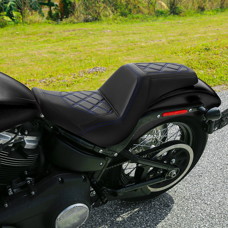 Gel Seat C.C. RIDER Softail Step Up Seat 2 Up Seat Diamond Stitching For Softail Street Bob FXBB Standard FXST Models 2018-2025