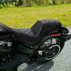 Gel Seat C.C. RIDER Softail Step Up Seat 2 Up Seat Diamond Stitching For Softail Street Bob FXBB Standard FXST Models 2018-2025