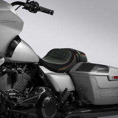 C.C. RIDER Touring Seat Two Piece 2 Up Seat Driver Solo Seat Passenger Seat Alcantara Leather For CVO Street Glide CVO Road Glide, 2023-2025