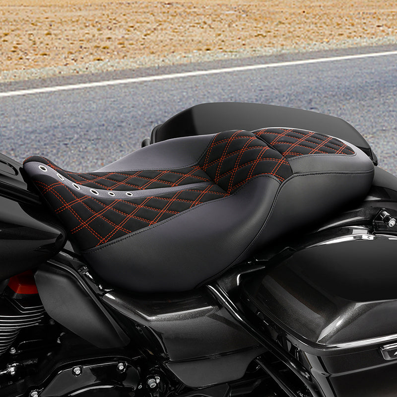 C.C. RIDER Touring Seat 2 up Seat Driver Passenger Seat Custom Motorcycle Seat For Harley Touring Electra Glide Street Glide Road Glide, 2008-2023