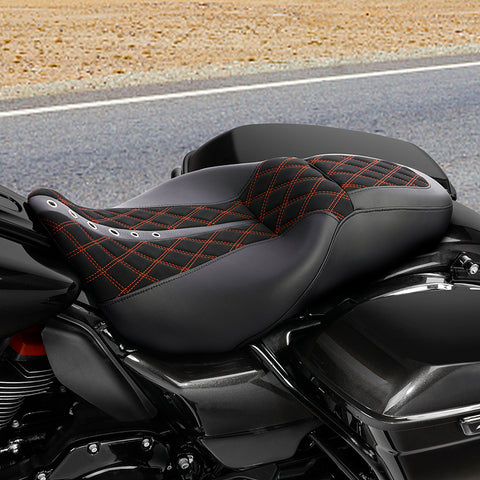 C.C. RIDER Touring Seat 2 up Seat Driver Passenger Seat Custom Motorcycle Seat For Harley Touring Electra Glide Street Glide Road Glide, 2008-2023