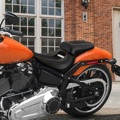 C.C.RIDER Softail Seat Two Piece 2 Up Seat Alcantara Leather For Harley Softail Breakout FXBR FXBRS, 2018-2023