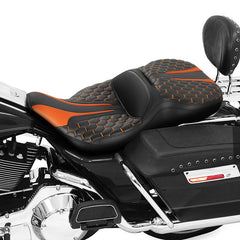 C.C. RIDER Touring Seat 2 Up Seat  Driver Passenger Seat For Harley CVO Road Glide Electra Glide Street Glide Road King Honeycomb, 1997-2007