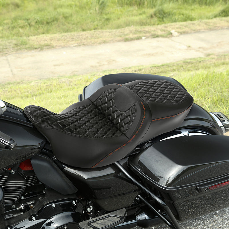 Gel Seat C.C. RIDER Touring Seat 2 Up Seat Driver Passenger Seat For Harley CVO Road Glide Electra Glide Street Glide Road King, 2009-2023