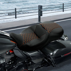 C.C. RIDER Touring Seat 2 Up Seat Driver Passenger Seat Homeycomb For Harley CVO Road Glide Electra Glide Street Glide Road King, 2009-2023