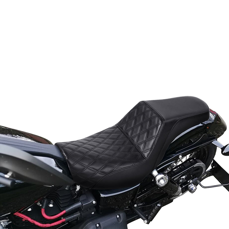 Gel Seat C.C. RIDER Dyna Step Up Seat 2 up Seat Lattice Stiching For FXD/FXDWG Low Rider Fat Bob, 2006-2017