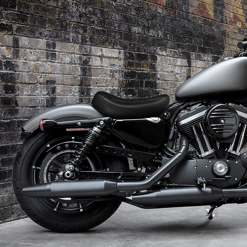 C.C.RIDER Sportster Seat Front Solo Seat Driver Rider Cushion Black Microfiber Leather, 2010-2023 XL models