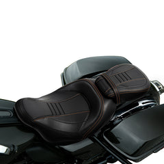 C.C. RIDER Touring Seat Two Piece 2 Up Seat Low Profile Driver Passenger Seat Bulllet For Road King Road Glide Street Glide, 2009-2023