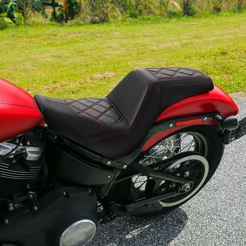Gel Seat C.C. RIDER Softail Step Up Seat 2 Up Seat Diamond Stitching For Softail Street Bob FXBB Standard FXST Models 2018-2025