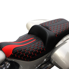 C.C. RIDER Indian Seat One Piece 2 Up Seat Red Honeycomb Stitching For Indian Chieftain Models, 2014-2025