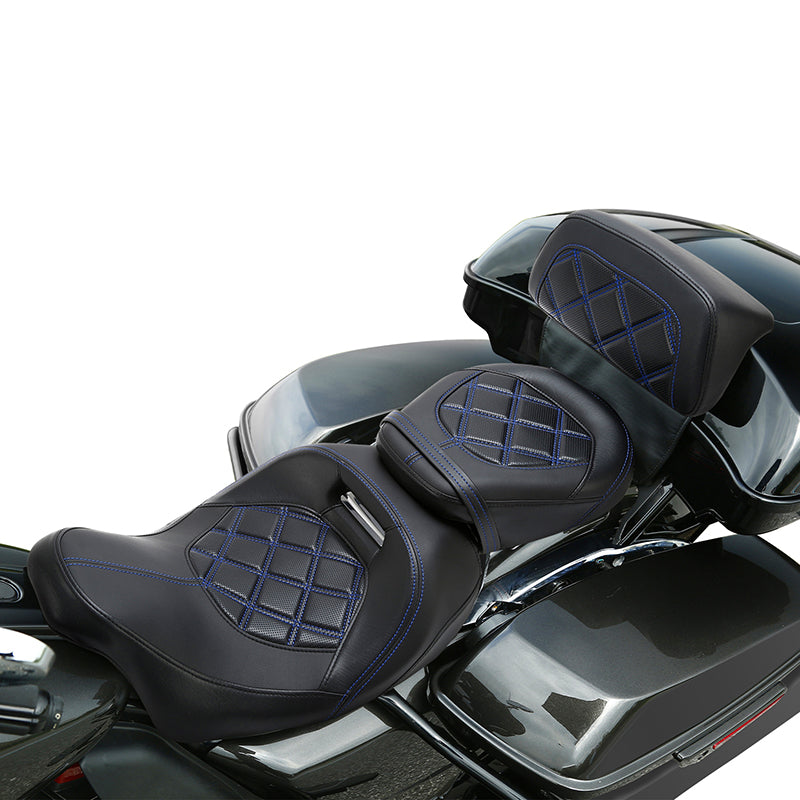 C.C. RIDER Razor Chopped Pack Trunk Backrest Passenger Backrest Pad Lattice Sititching For Harley Touring CVO Road Glide Street Glide Road King, 2014-2025