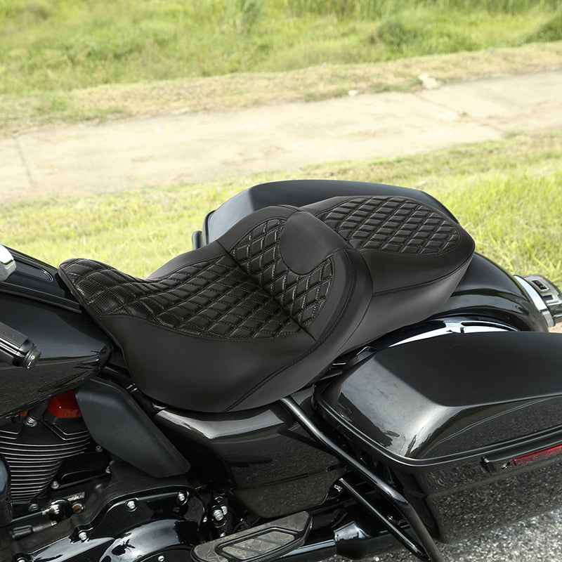 Gel Seat C.C. RIDER Touring Seat 2 Up Seat Driver Passenger Seat For Harley CVO Road Glide Electra Glide Street Glide Road King, 2009-2023
