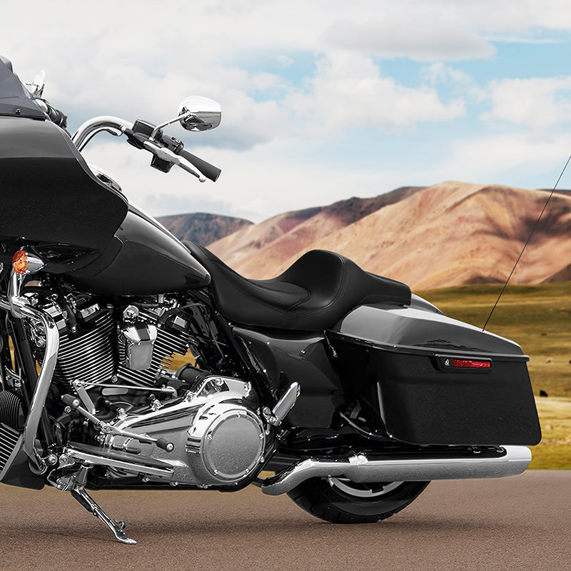 C.C. RIDER Touring Seat 2 Up Seat Driver Passenger Seat Extended Reach Tall Boy Seat Carbon Fiber Pattern, 2009-2023