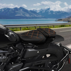 C.C. RIDER Sportster Seat 2 Piece Seat Driver And Passegner Seat Orange Lattice Stitching Fit For Harley Sportster S RH1250S 2021-Later