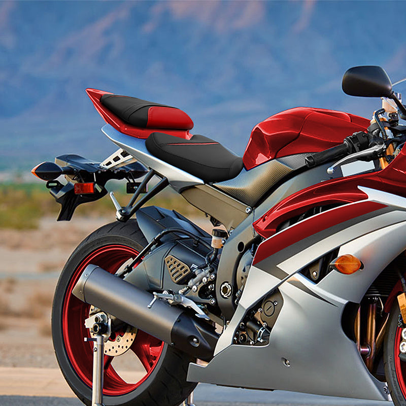 C.C. Rider Black And Red Trimming Front and Rear Seat for Yamaha YZF R6 2008-2016