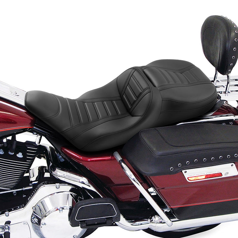 C.C. RIDER Touring Seat 2 Up Seat Driver Passenger Seat Black For Harley CVO Street Glide Road King Road Glide Electra Glide, 1997-2007