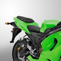 C.C. RIDER Ninja ZX6R, ZX636, ZX6RR, ZX600 Front And Rear Seat For Kawasaki Black Diamond Stitch, 2005-2006
