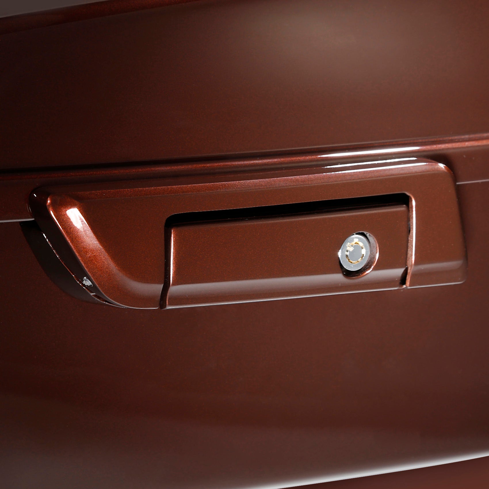 HR3 Auburn Sunglo & Black Hole With Rich Bourbon King Size Touring Trunk Luggage with Speaker Cut Outs For 14-24 Harley Touring