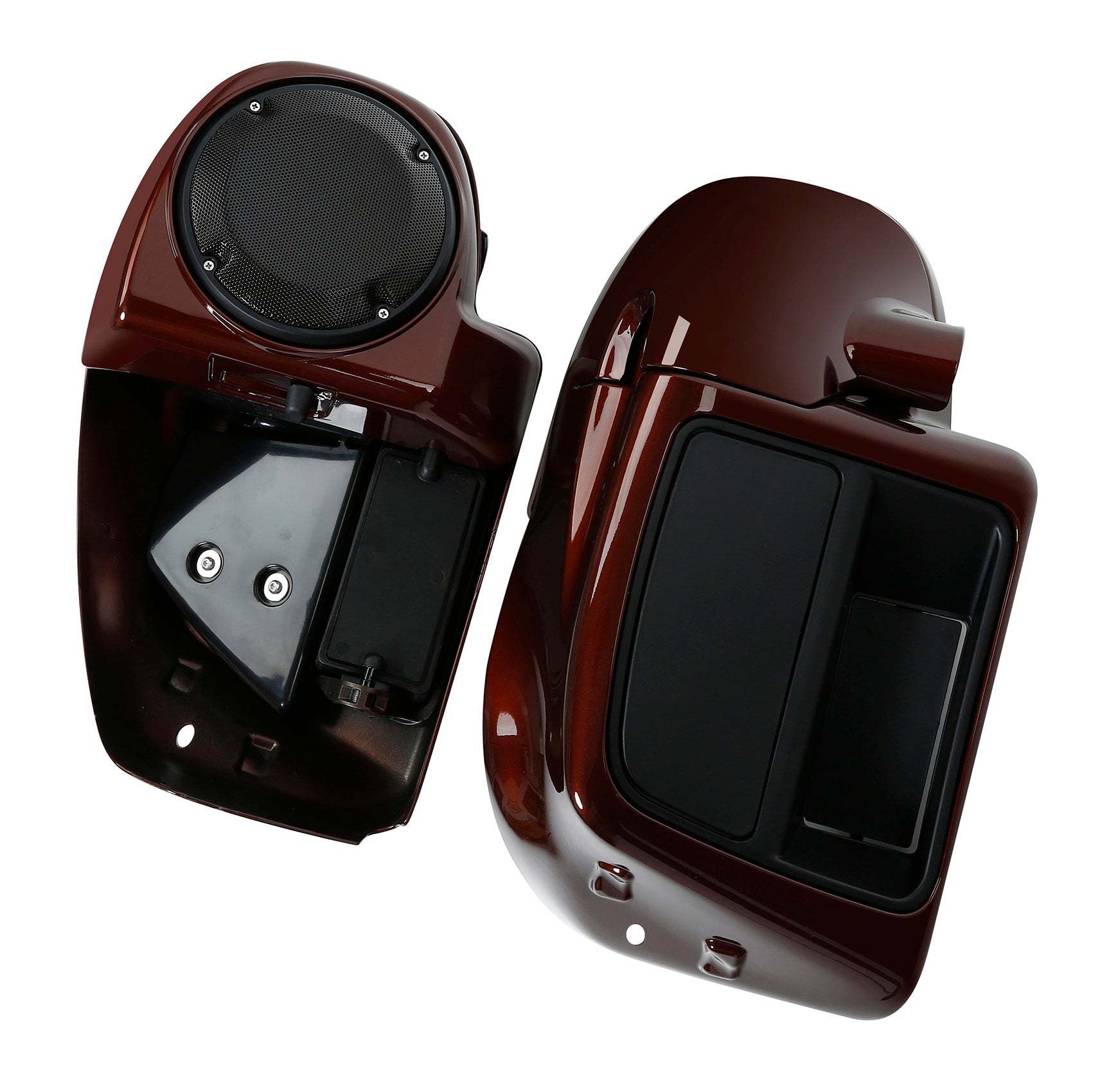 HR3 Auburn Brown & Black & Industrial Gray Vented Lower Fairing Kit with 6.5" Speaker Pods For Harley Touring models 2014-2024