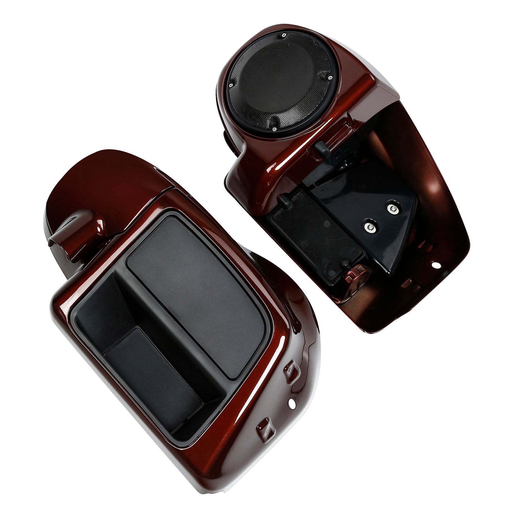 HR3 Auburn Brown & Black & Industrial Gray Vented Lower Fairing Kit with 6.5" Speaker Pods For Harley Touring models 2014-2024