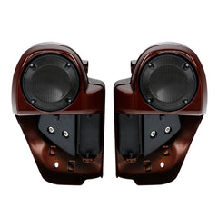 HR3 Auburn Brown & Black & Industrial Gray Vented Lower Fairing Kit with 6.5" Speaker Pods For Harley Touring models 2014-2024