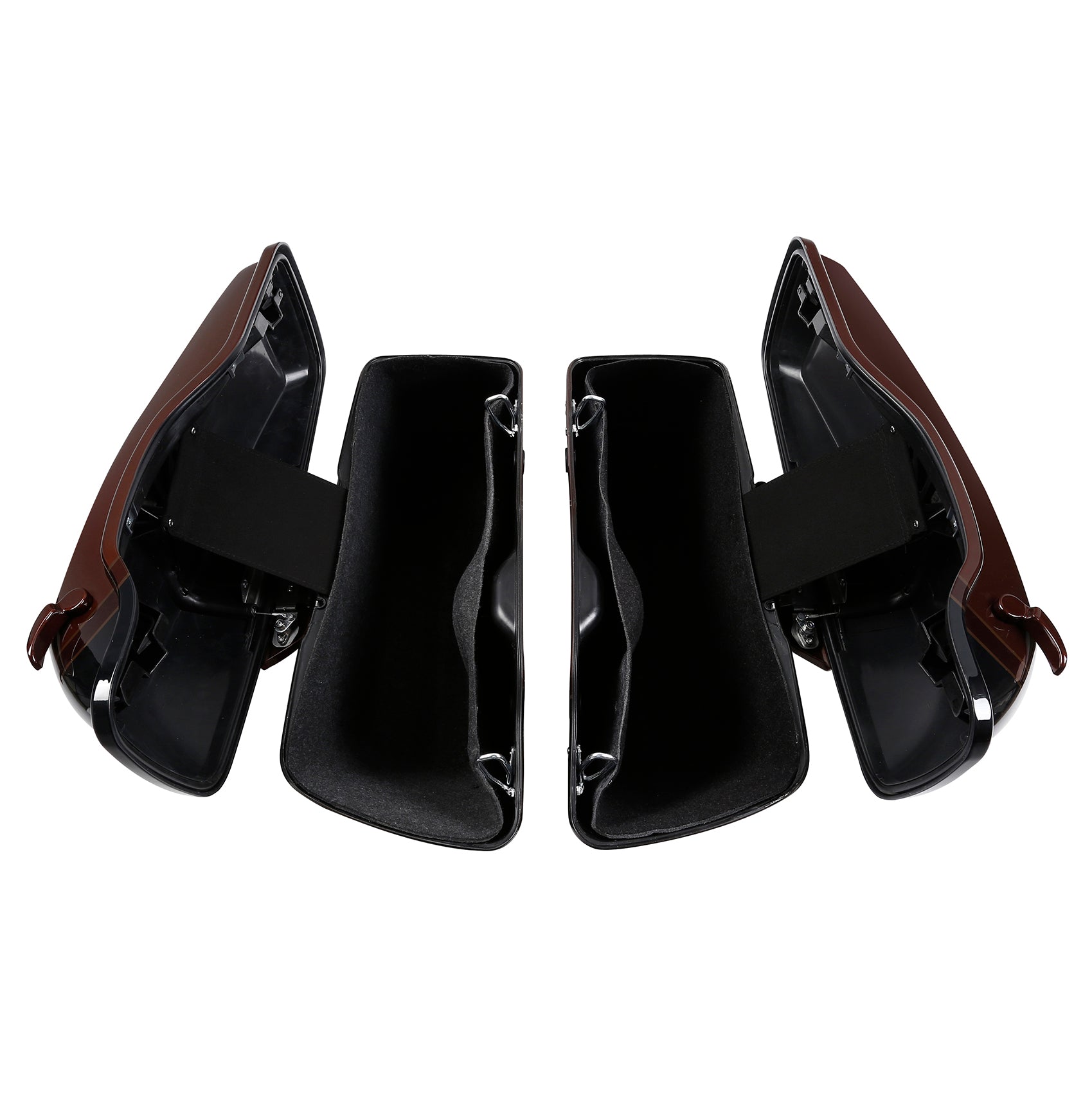 HR3 Auburn Sunglo & Black Hole With Rich Bourbon Hard Saddlebags (Regular)For 14-23 Harley Touring