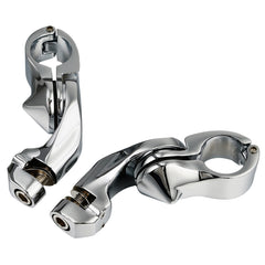 Santee 1-1/4" Short Angled Adjustable Highway Peg Mount Kit Matte Black Chrome Fit For Harley