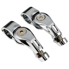 Santee 1-1/4" Short Angled Adjustable Highway Peg Mount Kit Matte Black Chrome Fit For Harley