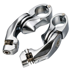 Santee 1-1/4" Short Angled Adjustable Highway Peg Mount Kit Matte Black Chrome Fit For Harley