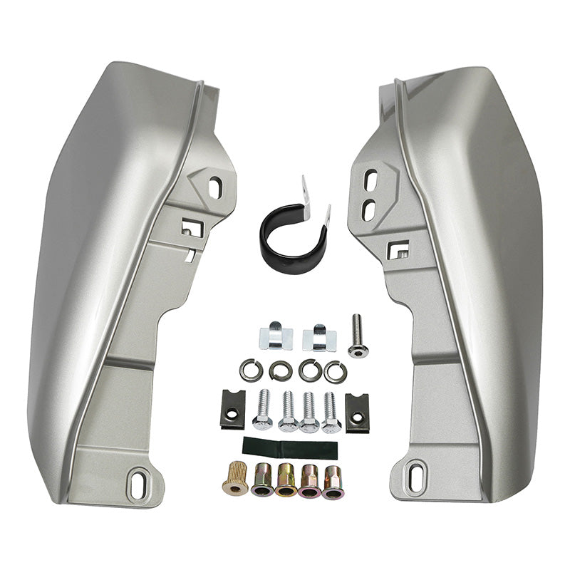 HR3 Silver Fortune / Black Tempest Mid Frame Air Heat Deflectors For Harley Touring and Trike Models 09-24