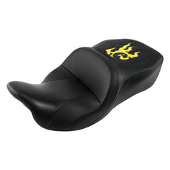 C.C. RIDER Touring Seat Driver Passenger Seat With Backrest For Harley CVO Road Glide Electra Glide Street Glide Road King, Black Yellow, 2014-Later