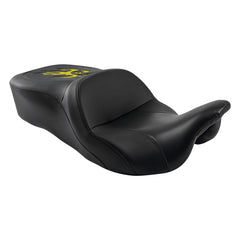 C.C. RIDER Touring Seat Driver Passenger Seat With Backrest For Harley CVO Road Glide Electra Glide Street Glide Road King, Black Yellow, 2014-Later