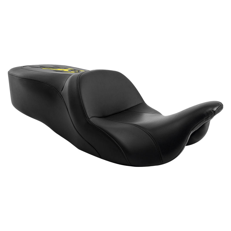 C.C. RIDER Touring Seat Driver Passenger Seat With Backrest For Harley CVO Road Glide Electra Glide Street Glide Road King, Black Yellow, 2014-Later