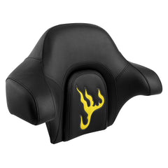 C.C. RIDER Touring Seat Passenger Seat With Backrest For Harley CVO Road Glide Electra Glide Street Glide Road King, Black Yellow, 2014-Later（副本）