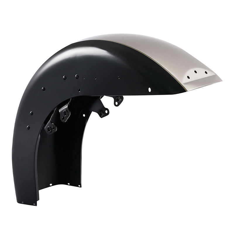 HR3 Silver Fortune / Black Tempest Motorcycle 18" Front Mudguard Fender (can be installed with lighting) For Harley Touring Electra Glide Ultra Limited Tri Glide 14-23