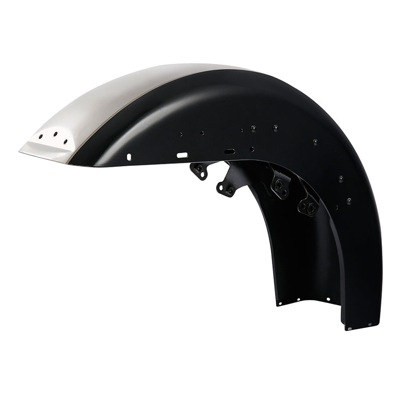 HR3 Silver Fortune / Black Tempest Motorcycle 18" Front Mudguard Fender (can be installed with lighting) For Harley Touring Electra Glide Ultra Limited Tri Glide 14-23