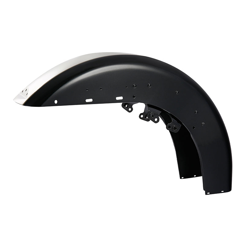HR3 Silver Fortune / Black Tempest Motorcycle 18" Front Mudguard Fender (can be installed with lighting) For Harley Touring Electra Glide Ultra Limited Tri Glide 14-23