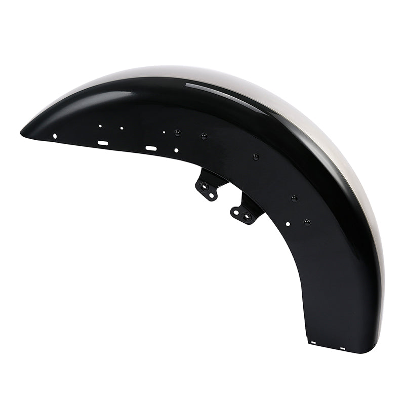 HR3 Silver Fortune / Black Tempest Motorcycle 18" Front Mudguard Fender (can be installed with lighting) For Harley Touring Electra Glide Ultra Limited Tri Glide 14-23