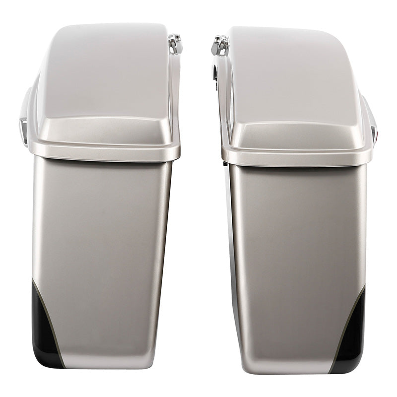 HR3 Silver Fortune / Black Tempest Hard Saddlebags (Regular) For 14-23 Harley Touring