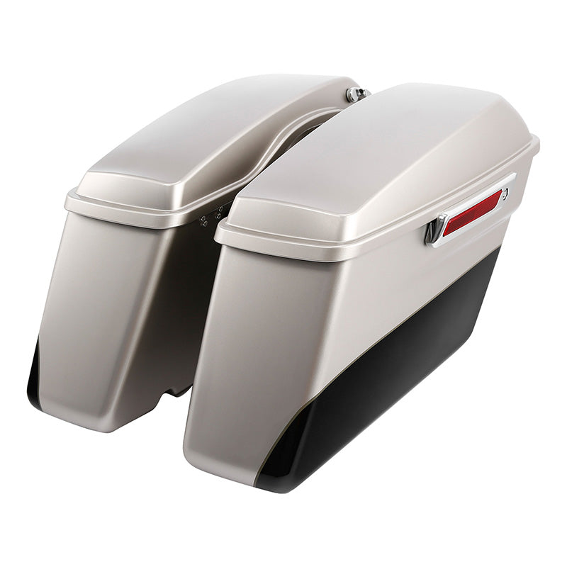 HR3 Silver Fortune / Black Tempest Hard Saddlebags (Regular) For 14-23 Harley Touring