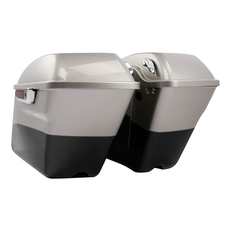 HR3 Silver Fortune / Black Tempest Hard Saddlebags (Regular) For 14-23 Harley Touring