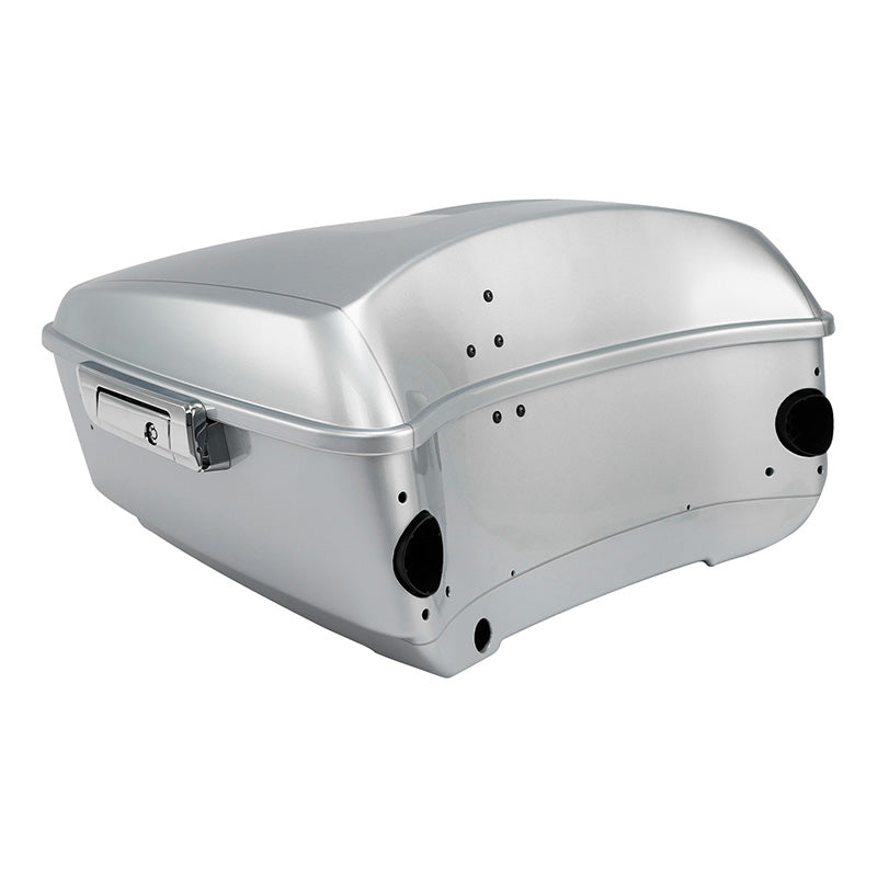 HR3 Brilliant Silver Pearl King Size Touring Trunk Luggage with Speaker Cut Outs For 14-24 Harley Touring