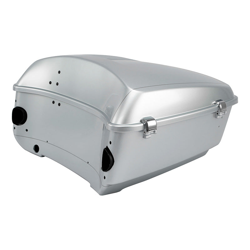 HR3 Brilliant Silver Pearl King Size Touring Trunk Luggage with Speaker Cut Outs For 14-24 Harley Touring