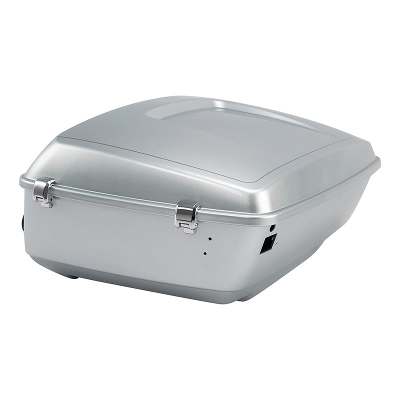 HR3 Brilliant Silver Pearl King Size Touring Trunk Luggage with Speaker Cut Outs For 14-24 Harley Touring