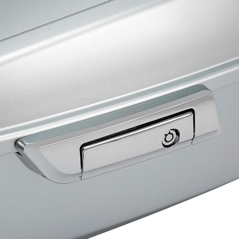 HR3 Brilliant Silver Pearl King Size Touring Trunk Luggage with Speaker Cut Outs For 14-24 Harley Touring