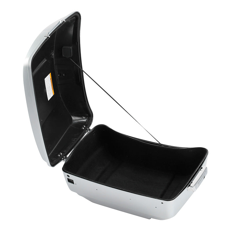 HR3 Brilliant Silver Pearl King Size Touring Trunk Luggage with Speaker Cut Outs For 14-24 Harley Touring