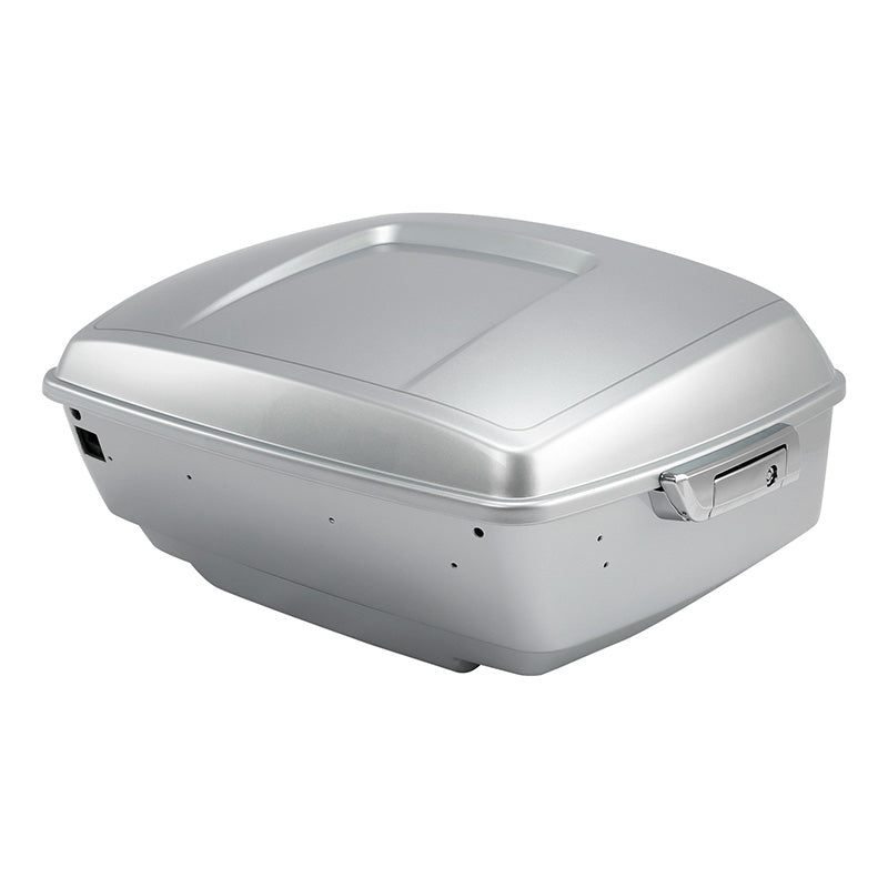 HR3 Brilliant Silver Pearl King Size Touring Trunk Luggage with Speaker Cut Outs For 14-24 Harley Touring