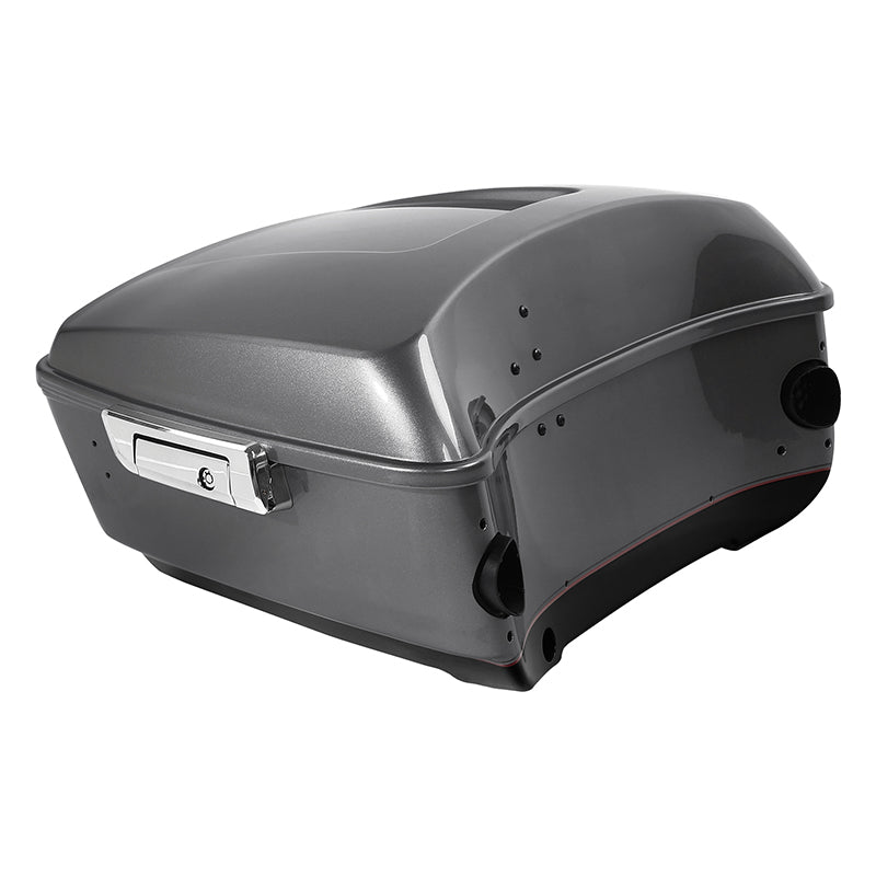 HR3 Billet Silver / Vivid Black 2017RGU King Size Touring Trunk Luggage with Speaker Cut Outs For 14-24 Harley Touring
