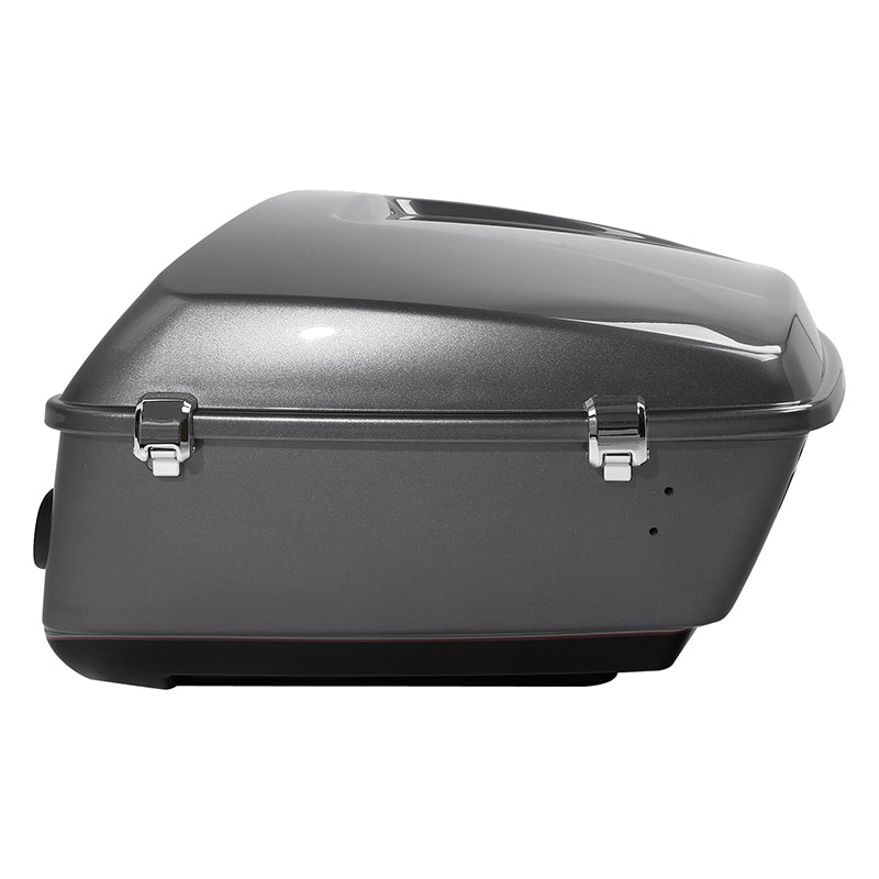 HR3 Billet Silver / Vivid Black 2017RGU King Size Touring Trunk Luggage with Speaker Cut Outs For 14-24 Harley Touring